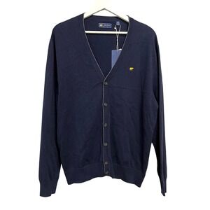 Jack‎ Nicklaus Sweater Cardigan Mens Large Blue V Neck Cotton Golf Bear Logo